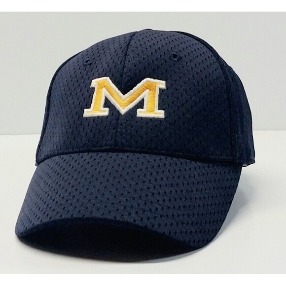 Michigan Wolverines Adjustable Hat Navy Blue Yellow Logo Vent Cobra One Size GUC - Picture 4 of 15